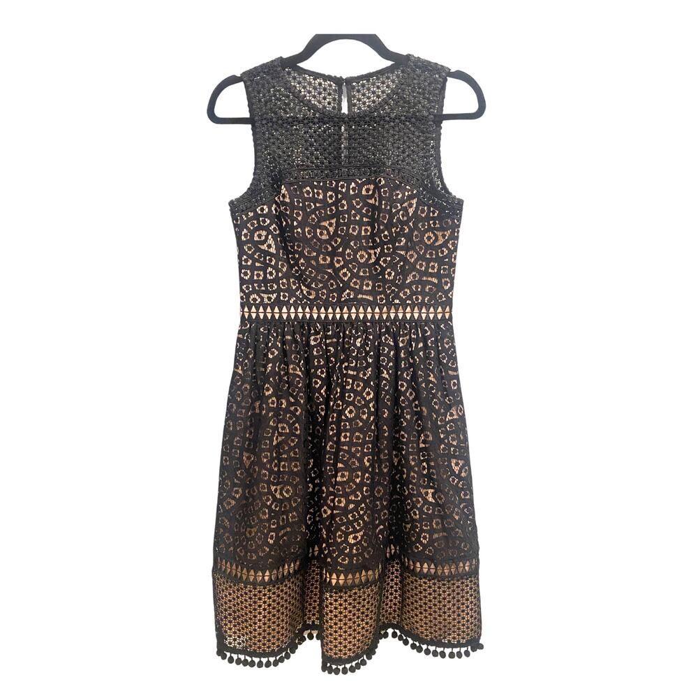 NWOT Eliza J Black Lace Sleeveless Fit + Flare with Lining + Tulle Layers Size 4